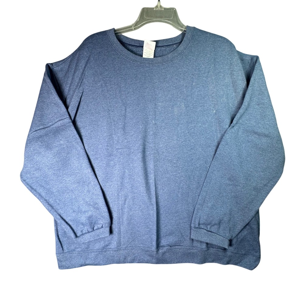 Hanes Her Way Premium Blue Heathered Crewneck Sweatshirt Casual XL Blue Cozy